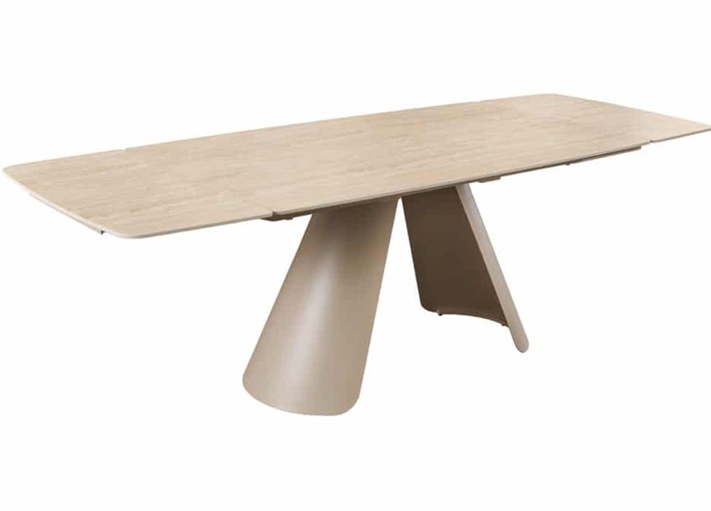 Table extensible 160-240 cm céramique travertin grège Ovélis