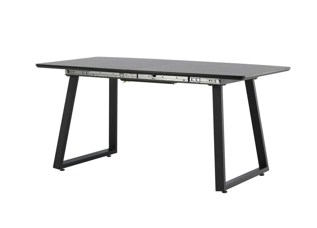Table noire 160-200 cm avec rallonge centrale