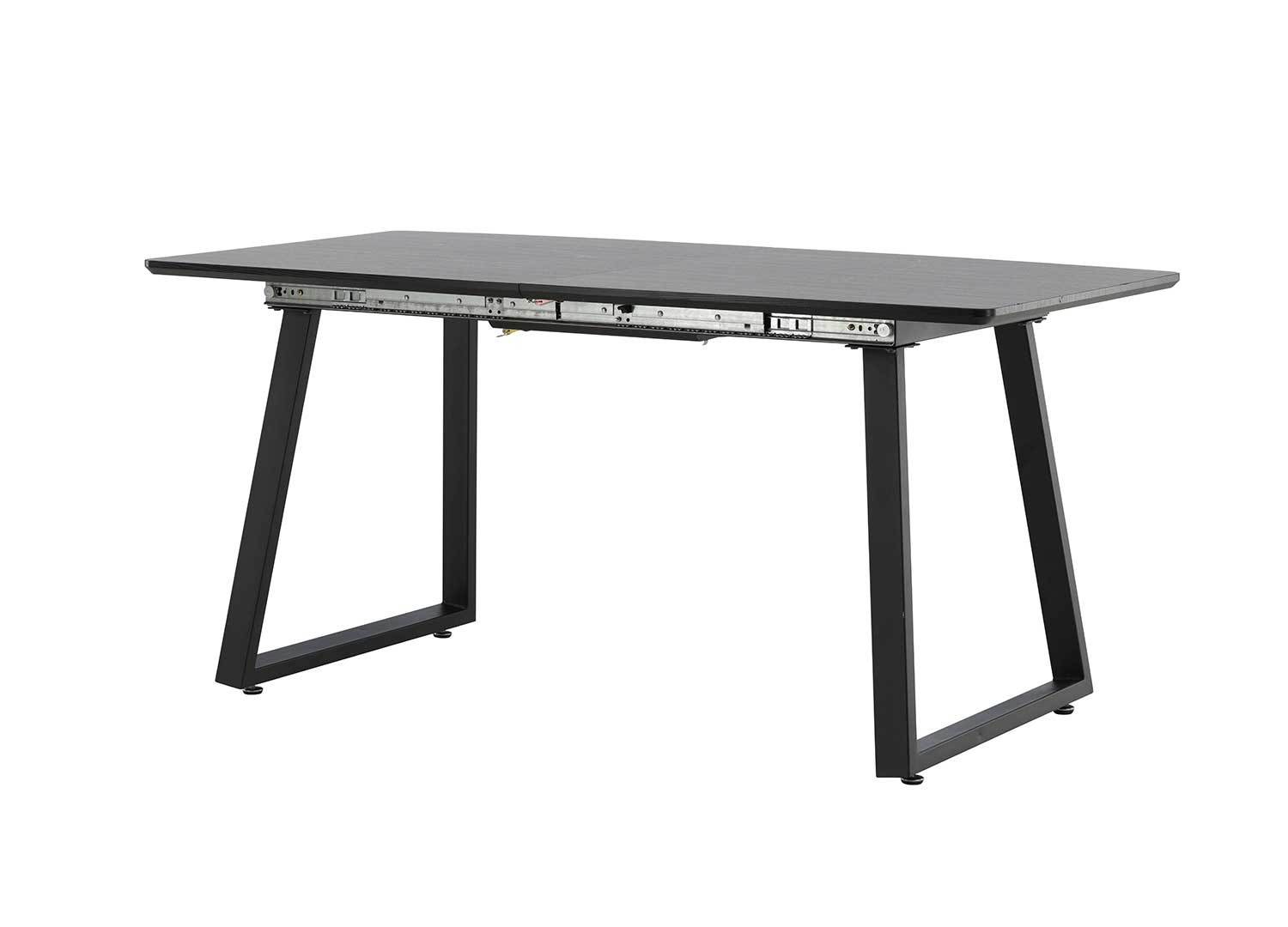 Table noire 160-200 cm avec rallonge centrale