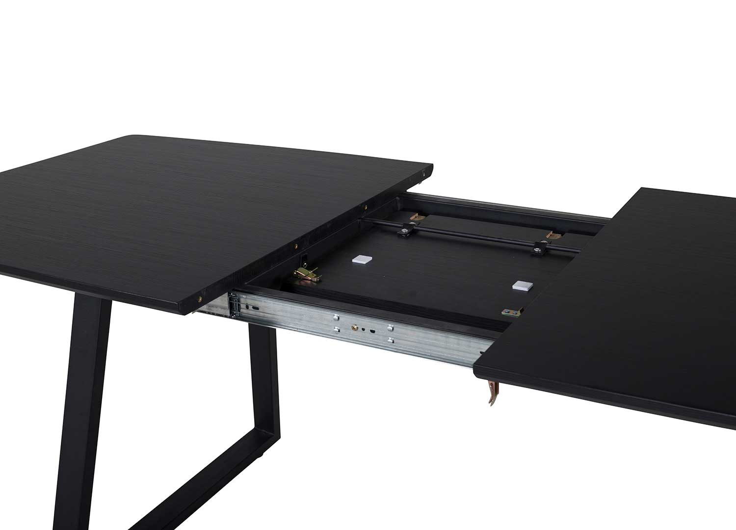 Table noire 160-200 cm avec rallonge centrale