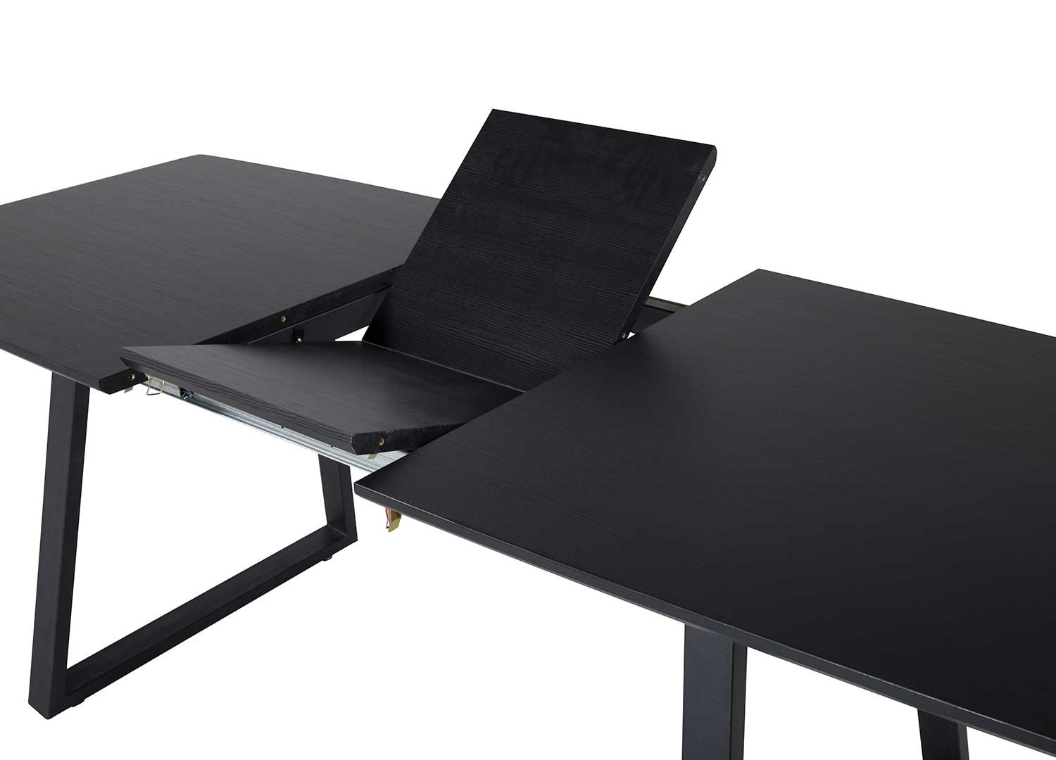 Table noire 160-200 cm avec rallonge centrale