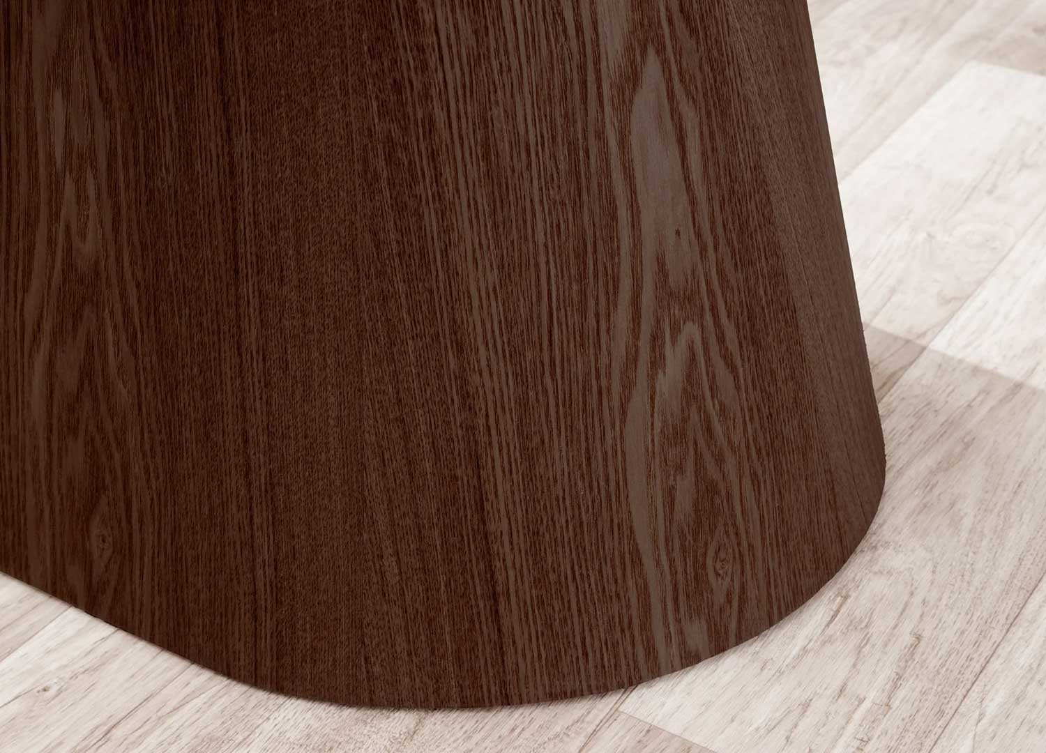 Table ovale céramique blanc et pied central noyer Calista