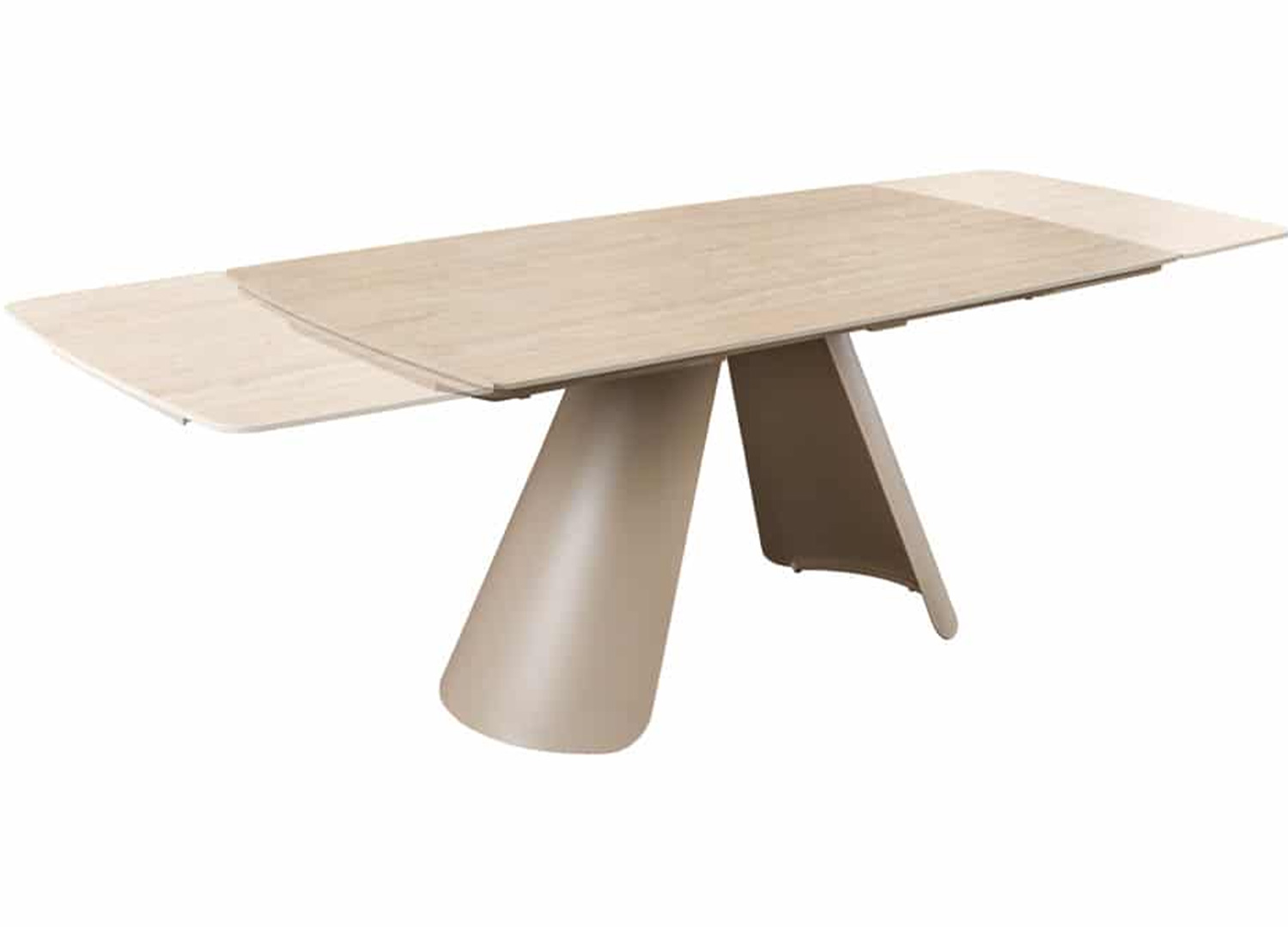 Rallonges intégrées sous le plateau de la table extensible Ovélis