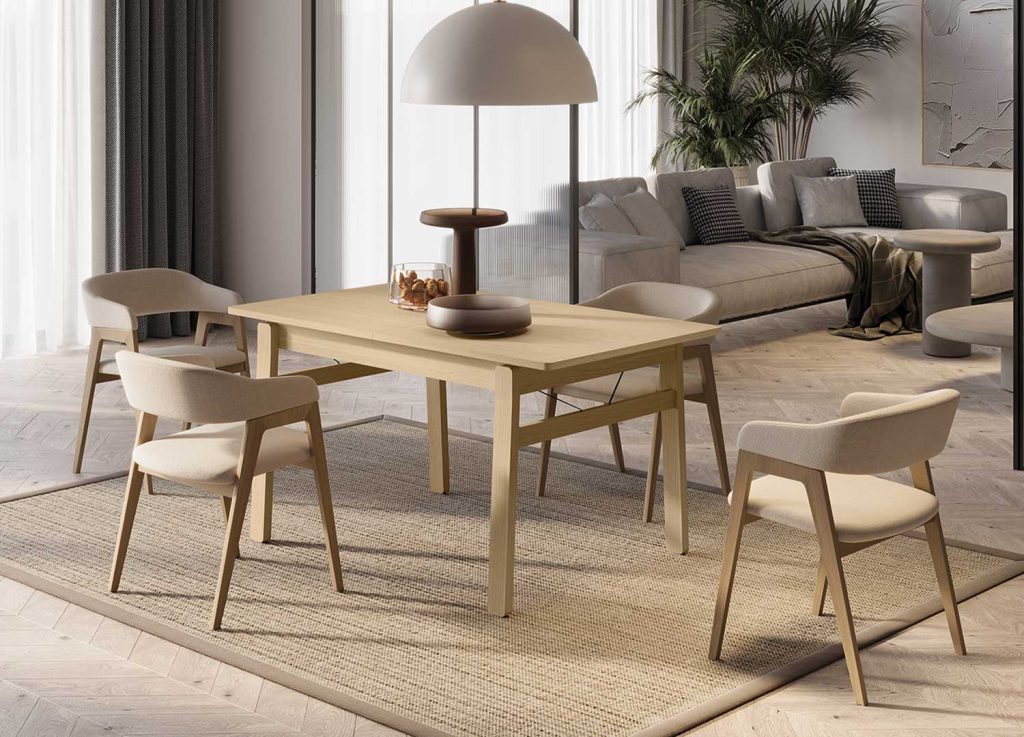 Table rectangulaire extensible 149-269 cm chêne clair Kubo