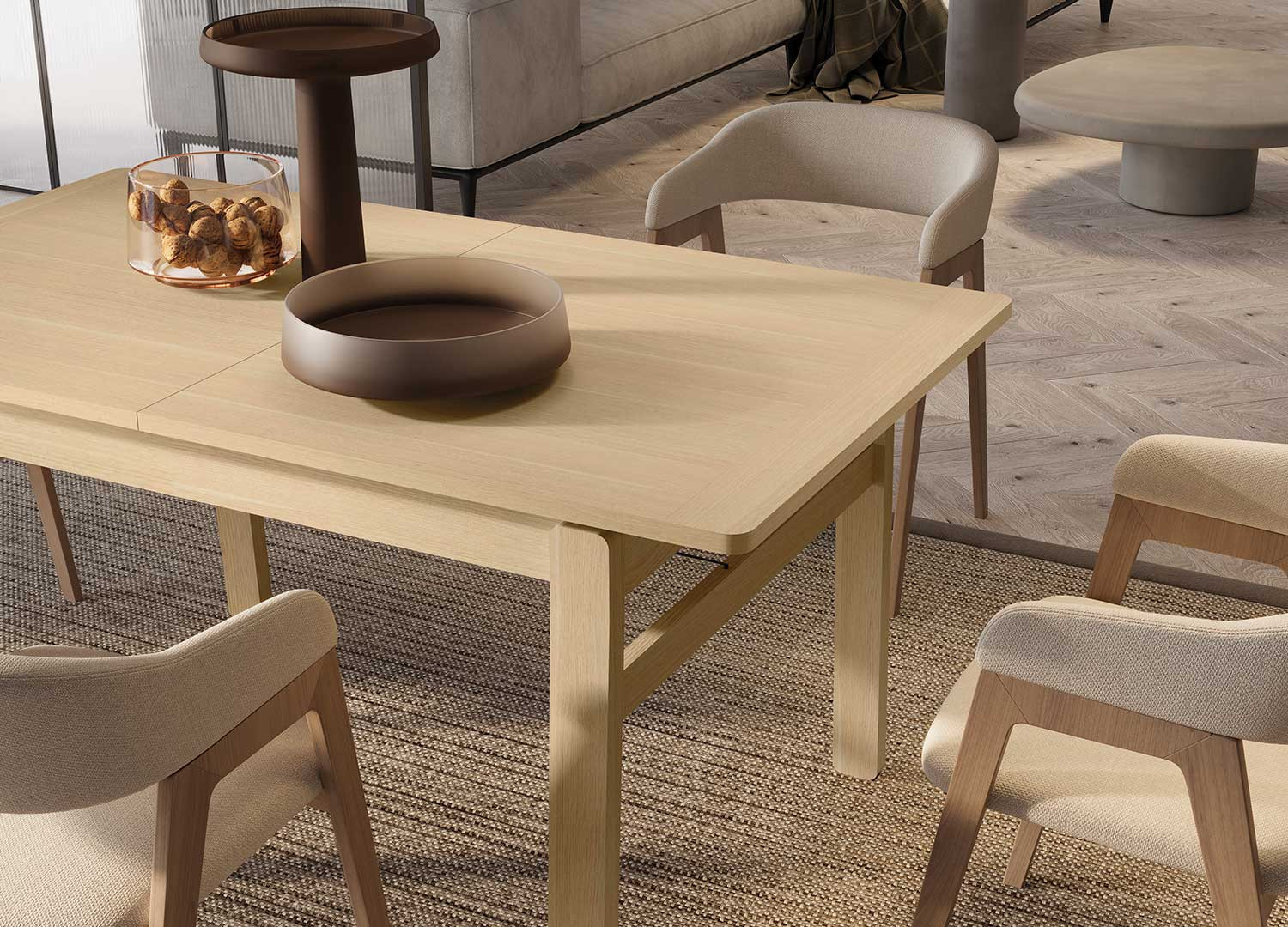 Table rectangulaire extensible 149-269 cm chêne clair Kubo