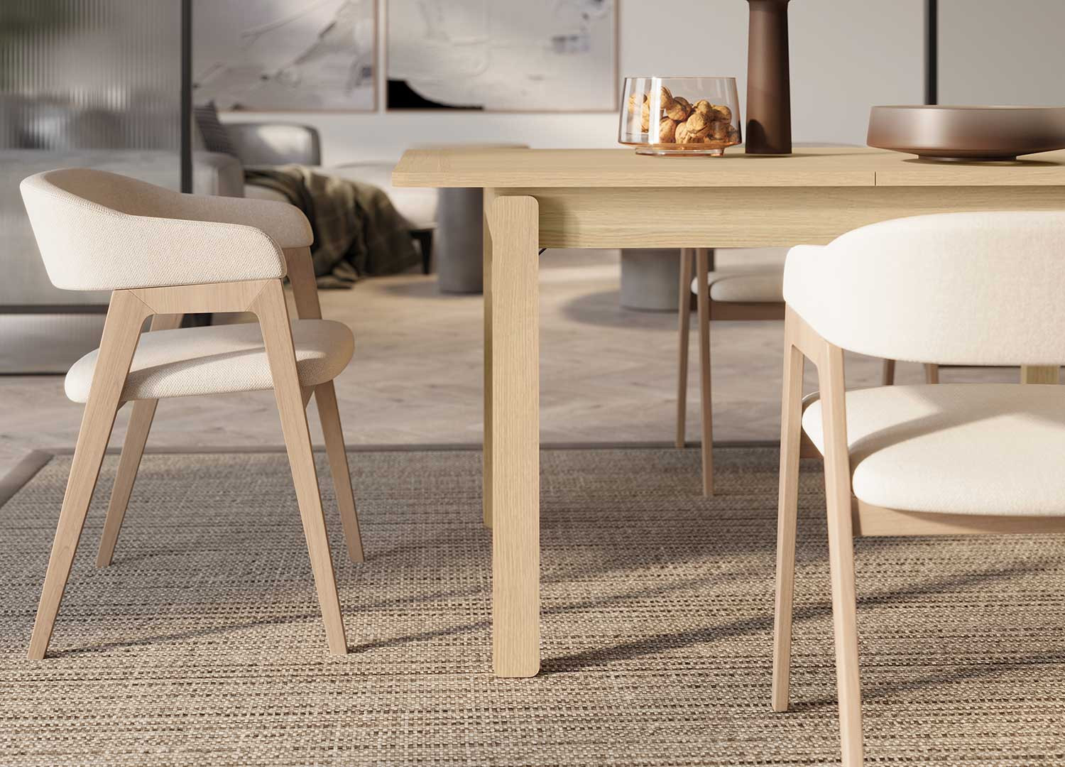 Table rectangulaire extensible 149-269 cm chêne clair Kubo