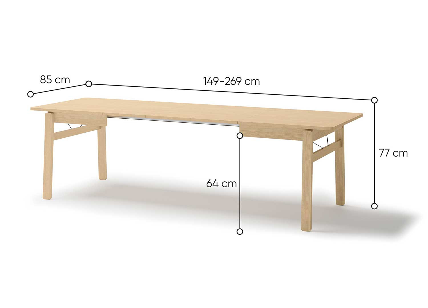 Table rectangulaire extensible 149-269 cm chêne clair Kubo