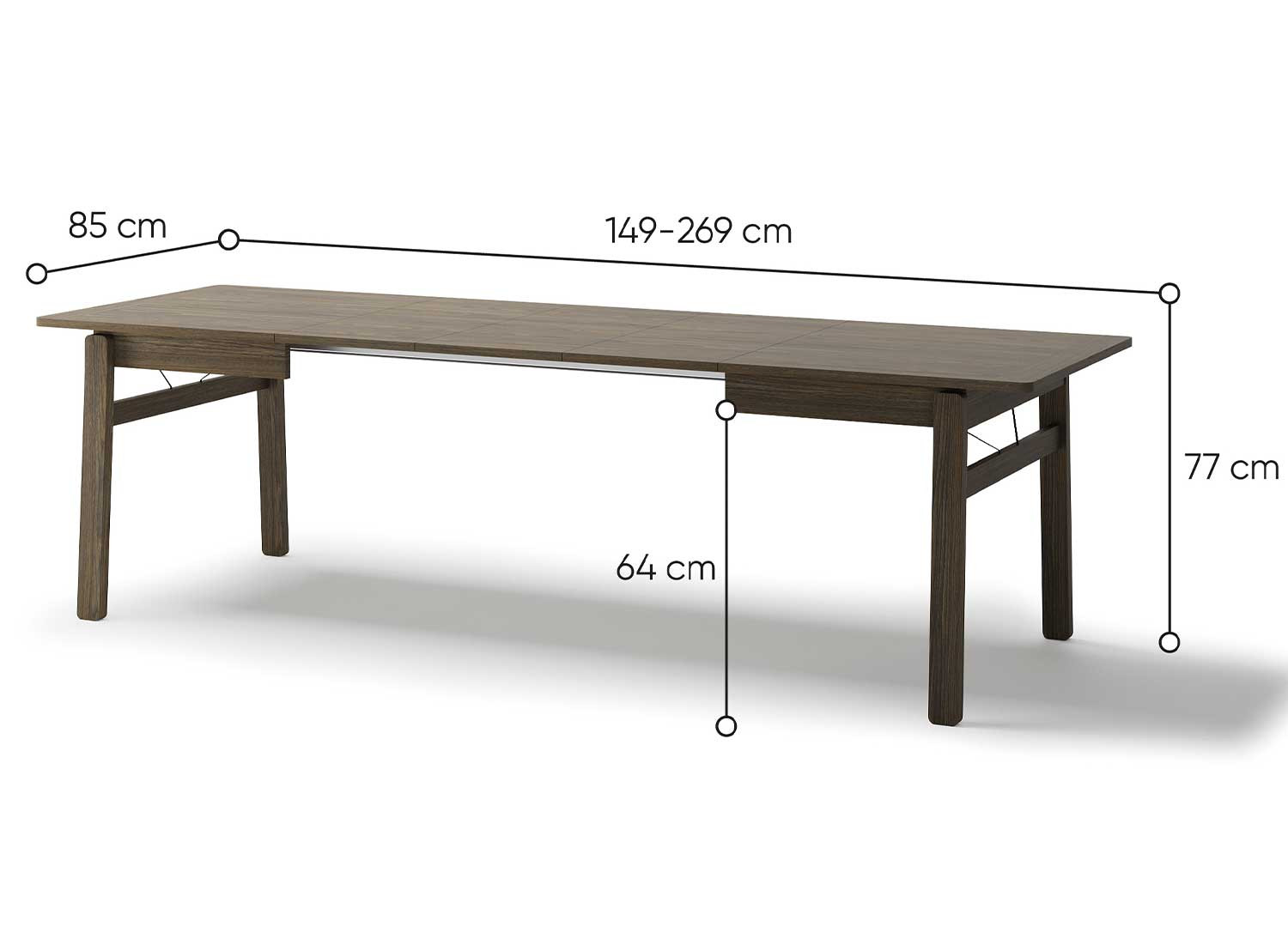 Table rectangulaire extensible 149-269 cm chêne foncé Kubo