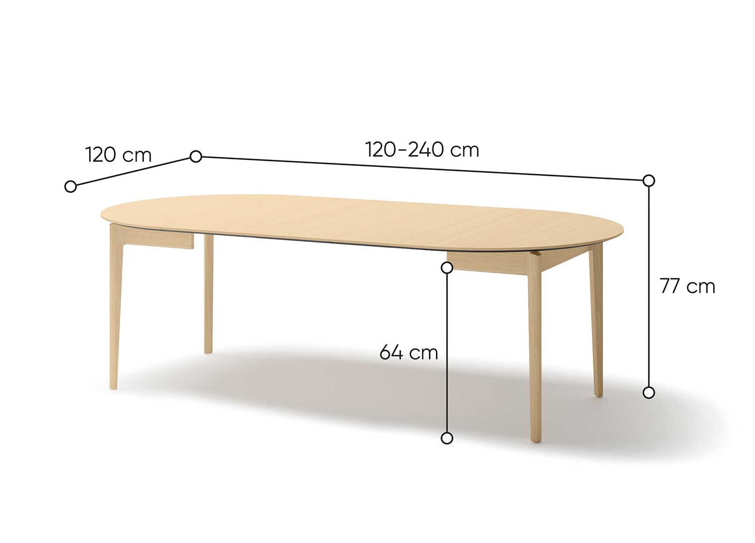 Table ronde 120 cm extensible bois chêne clair Kubo