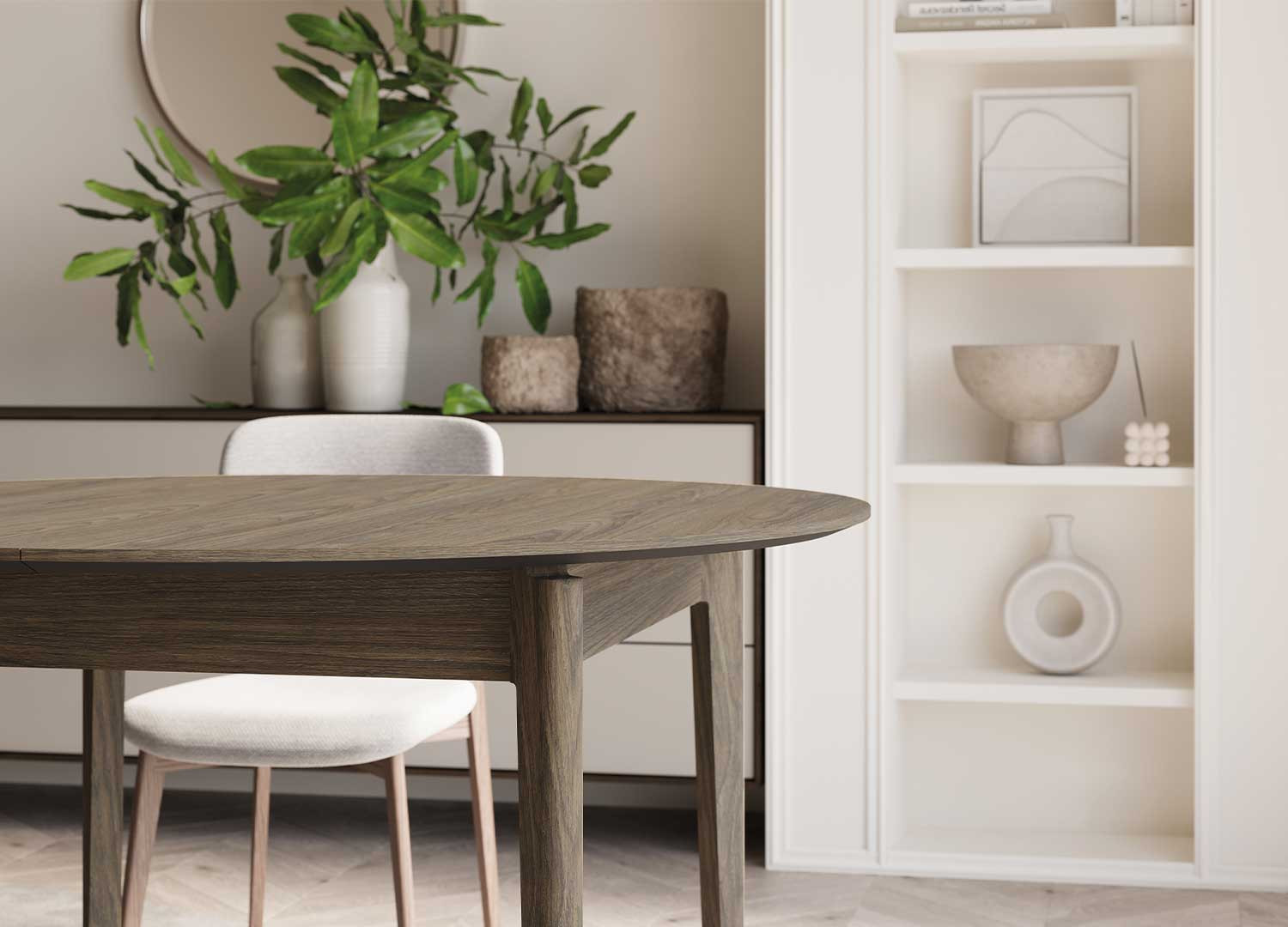Table ronde 120 cm extensible bois chêne foncé Kubo