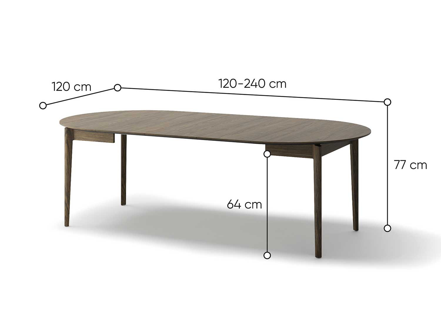 Table ronde 120 cm extensible bois chêne foncé Kubo