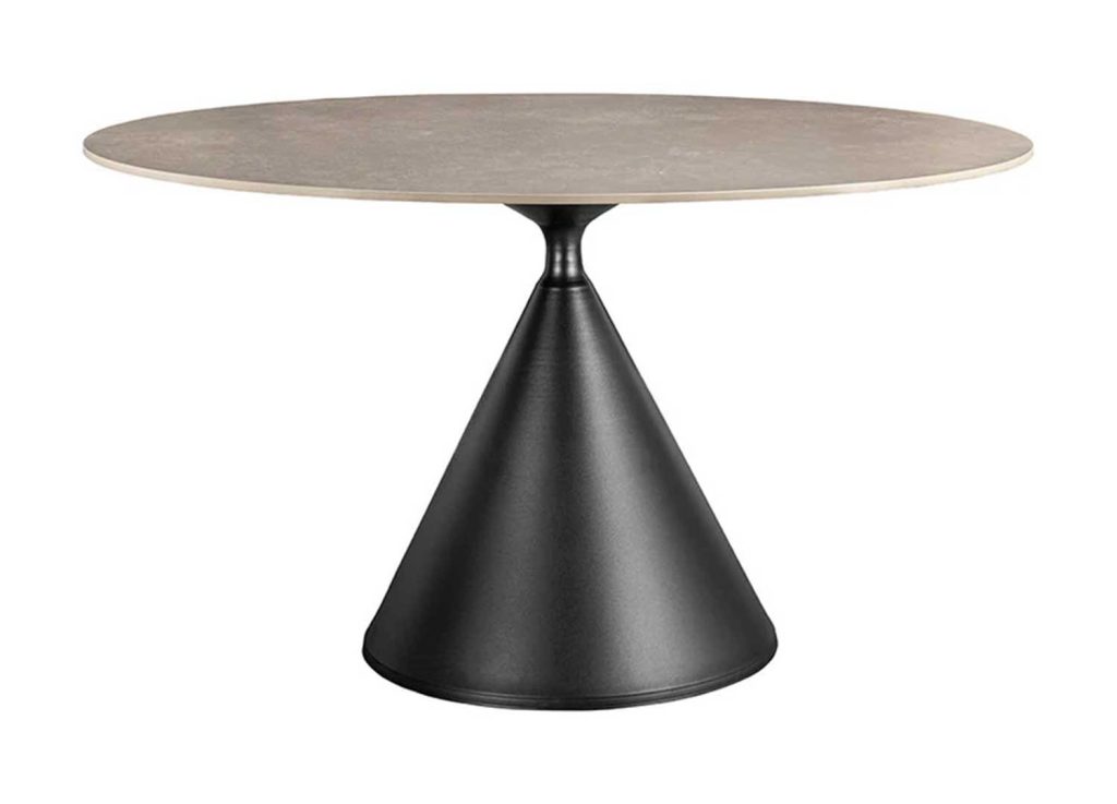 Table ronde 135 cm céramique gris et pied central Ariana