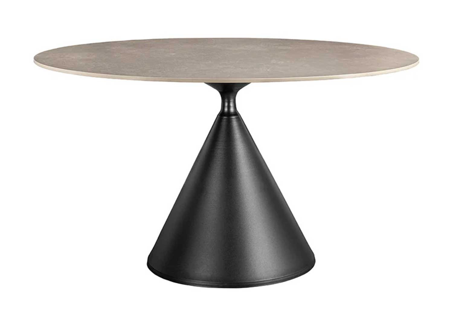 Table ronde 135 cm céramique gris et pied central Ariana