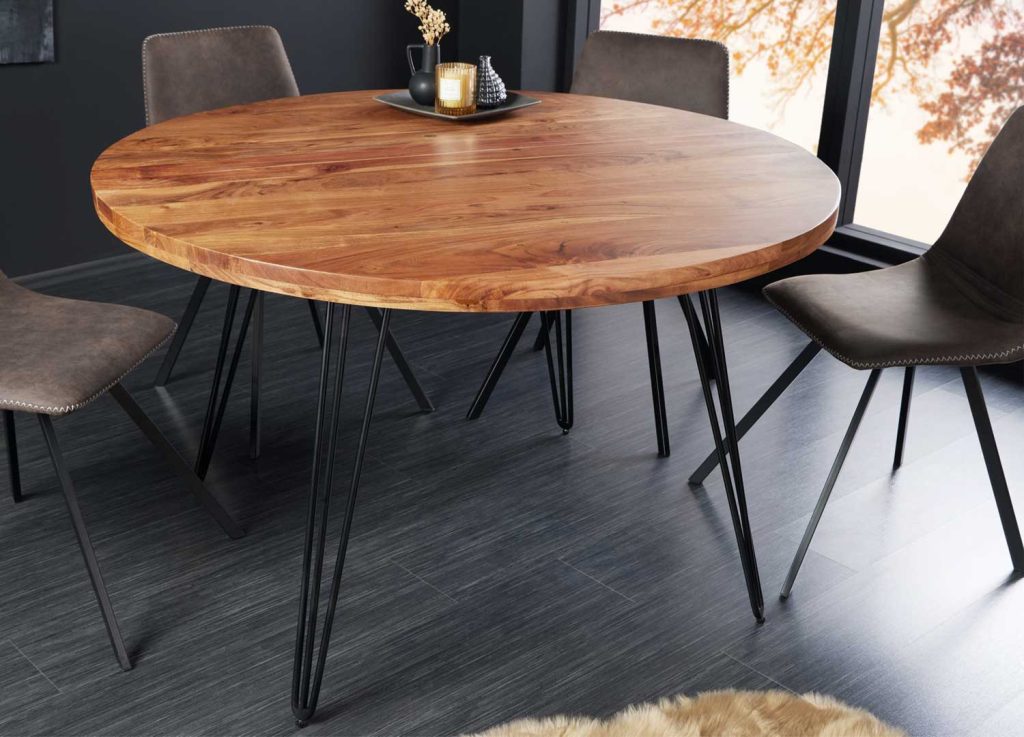 Table ronde 5 personnes 120 cm bois d'acacia