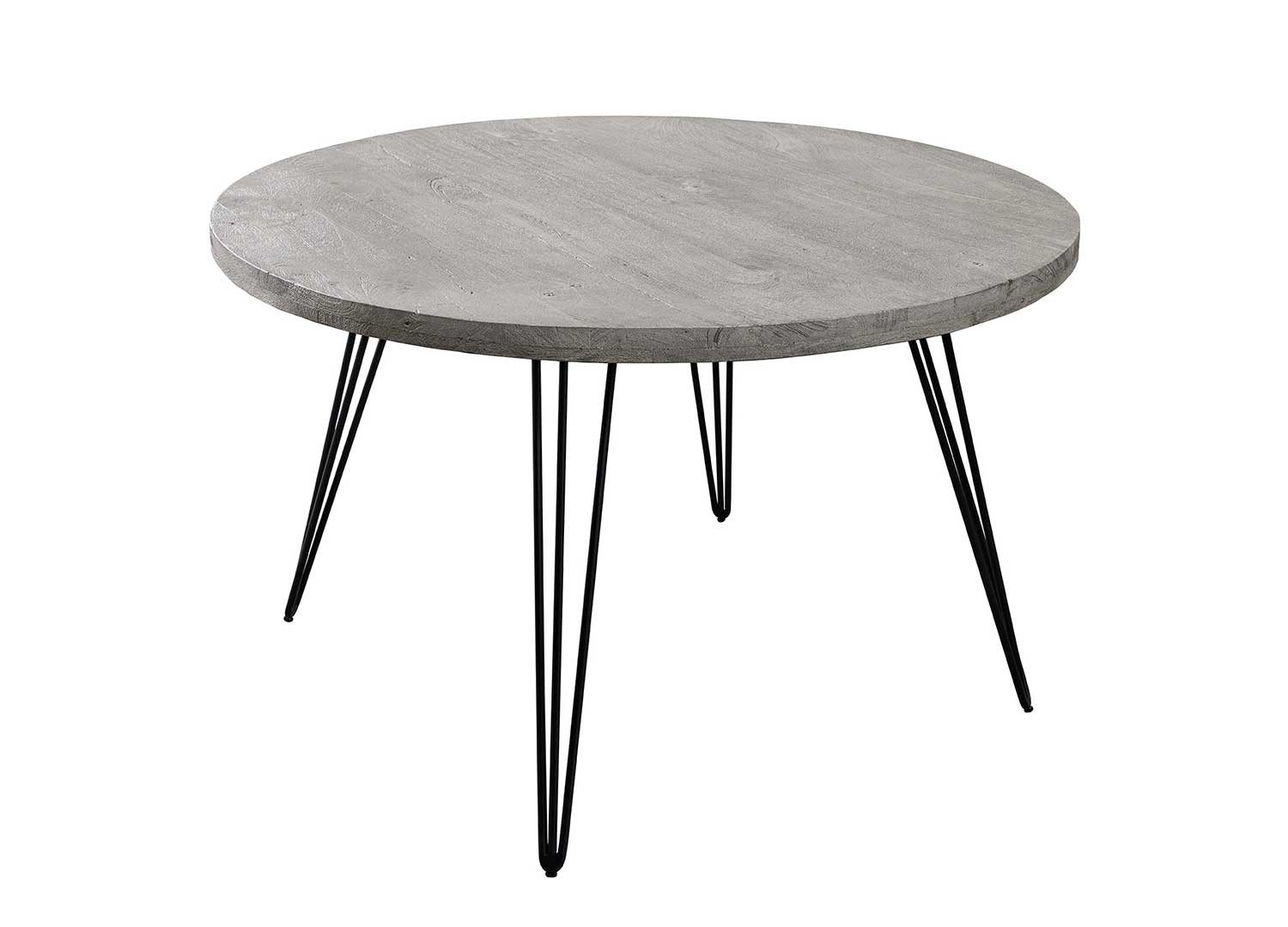 Table ronde 80 cm bois de manguier gris