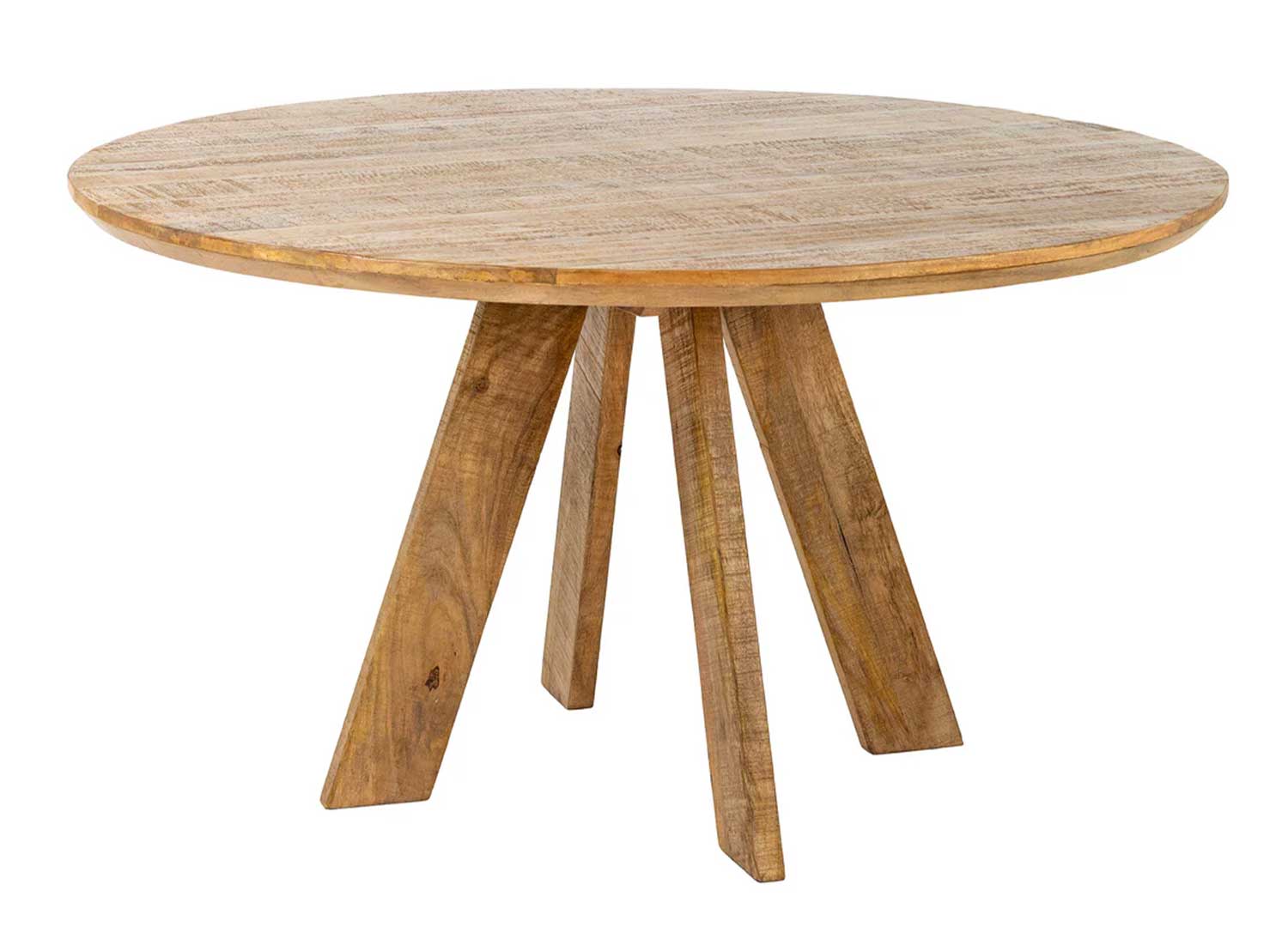 Table ronde Althéa en manguier massif - vue trois quarts