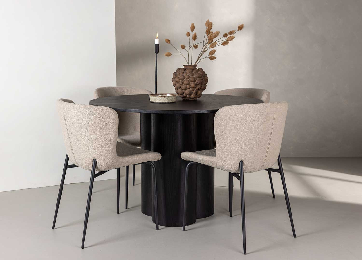 Table ronde bois 4 personnes 110 cm avec pied central
