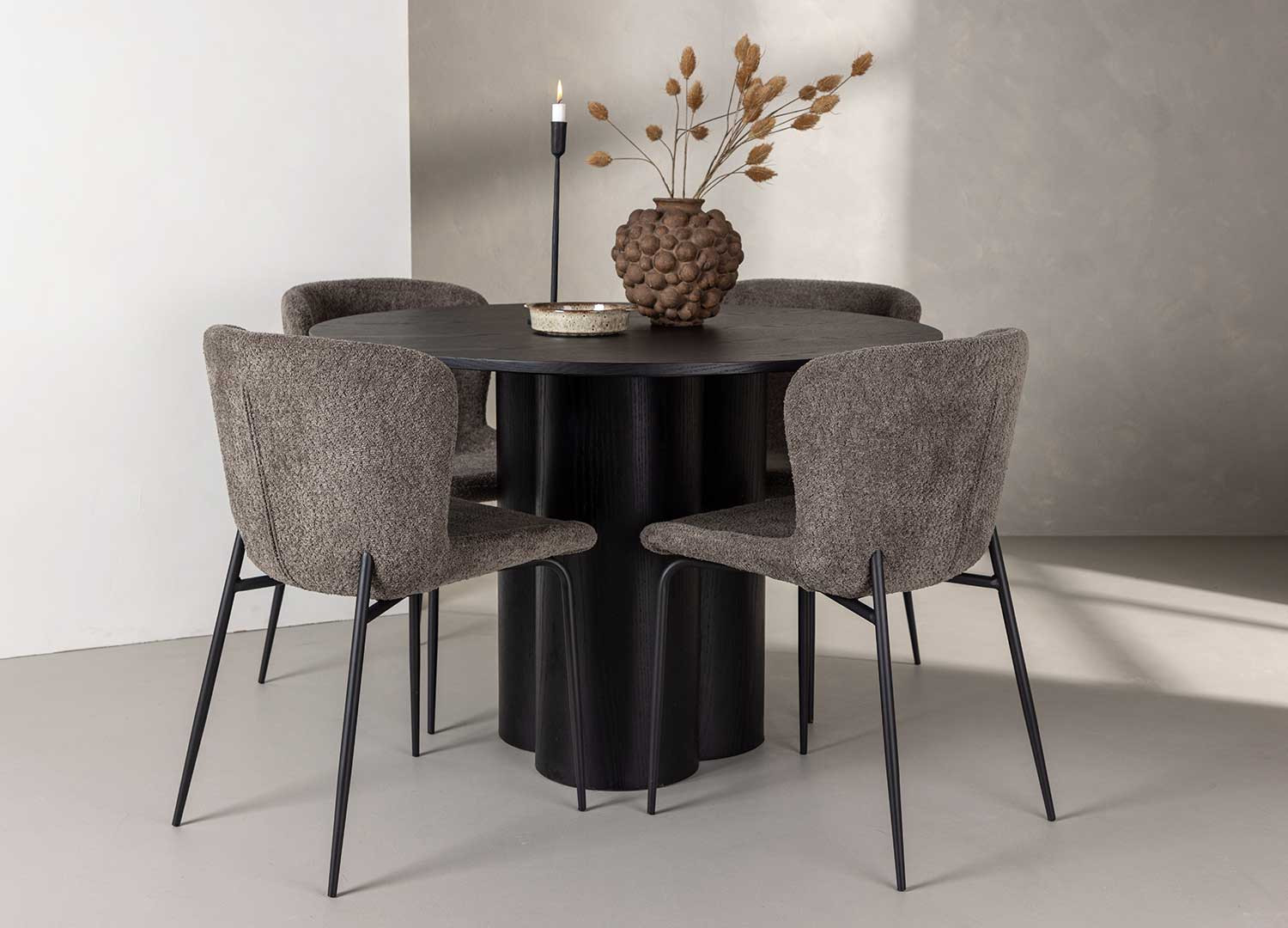 Table ronde bois 4 personnes 110 cm avec pied central