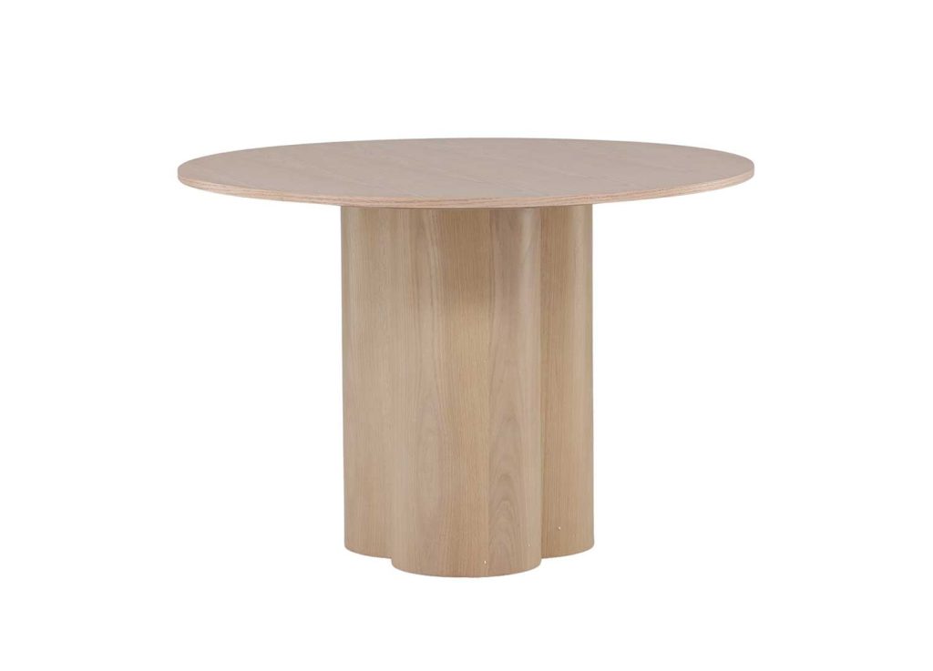Table ronde en bois 110 cm avec 3 pieds cylindriques