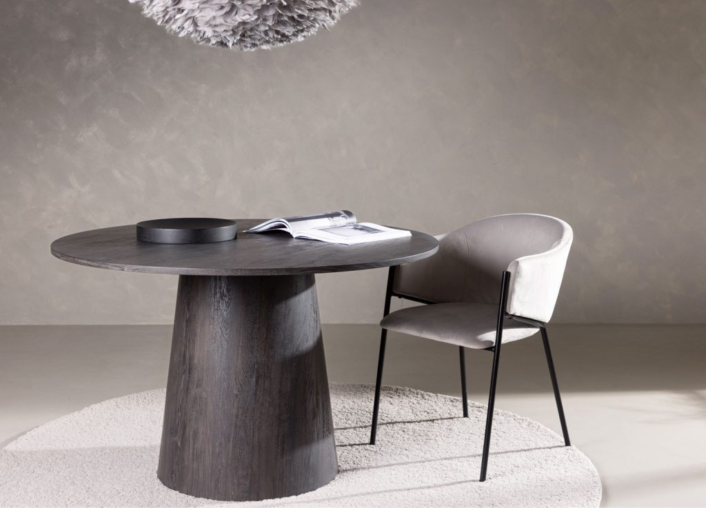 Table ronde en bois 120 cm moka et noir