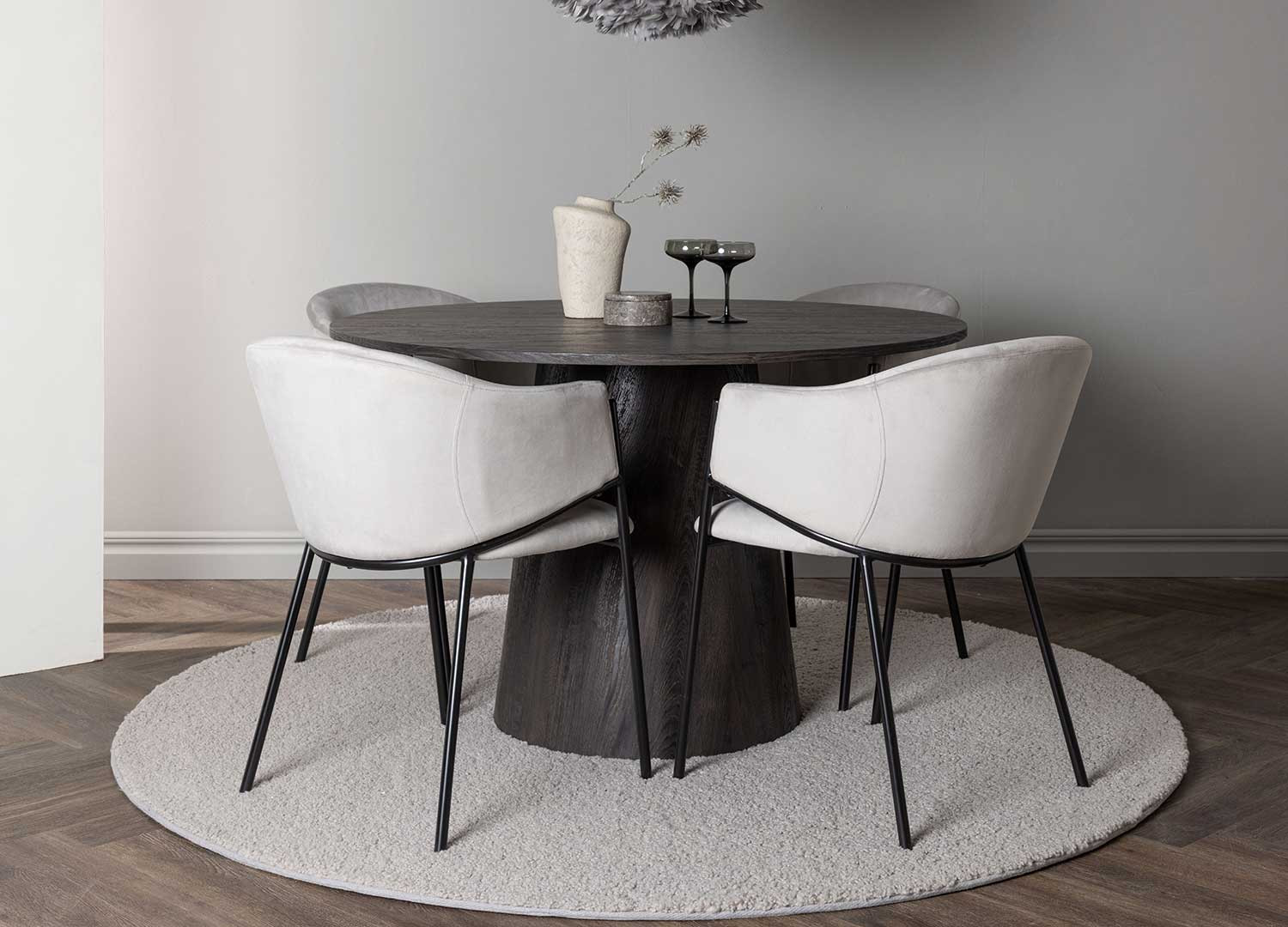 Table ronde en bois 120 cm moka et noir