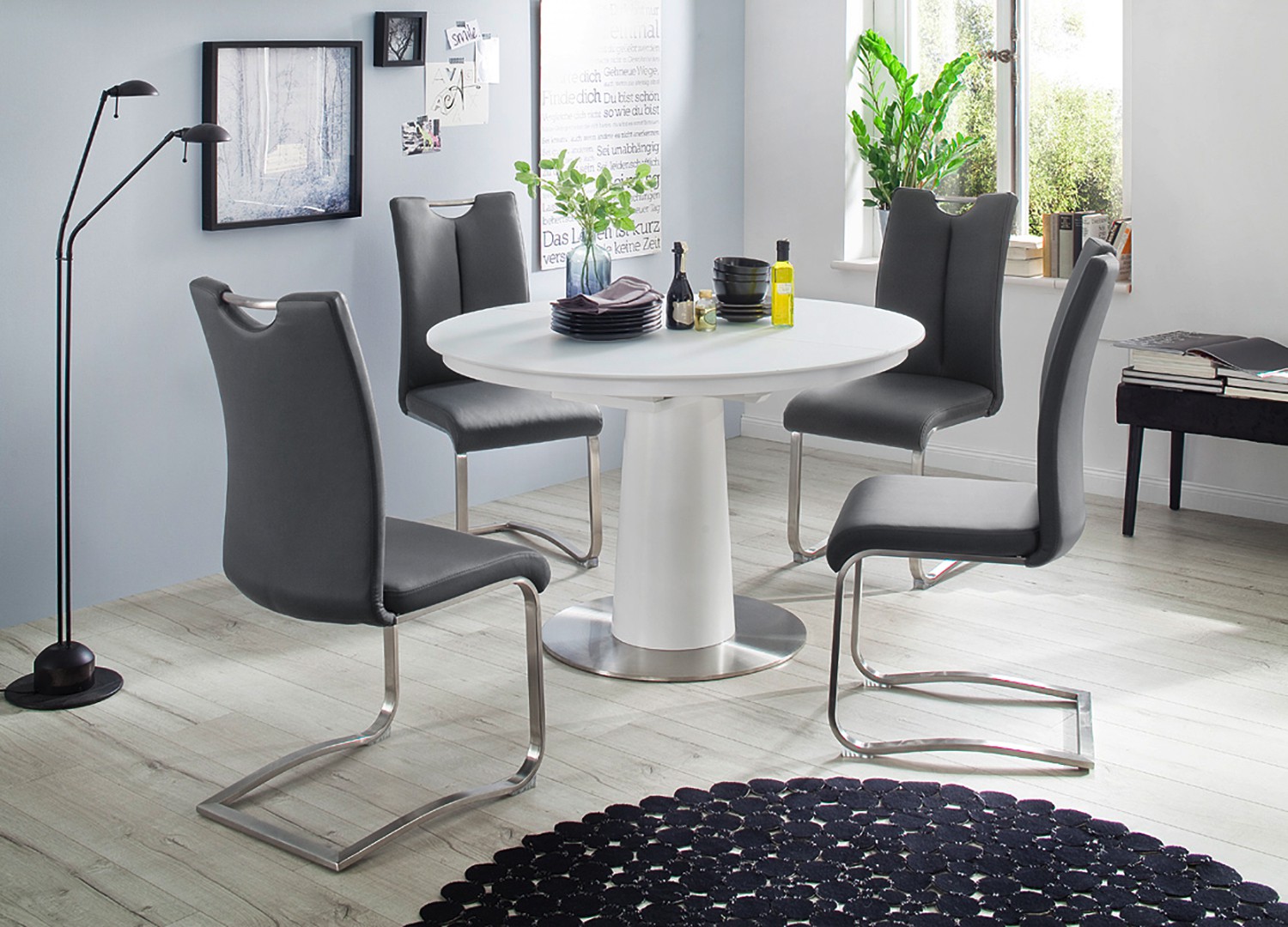 Table ronde en verre extensible