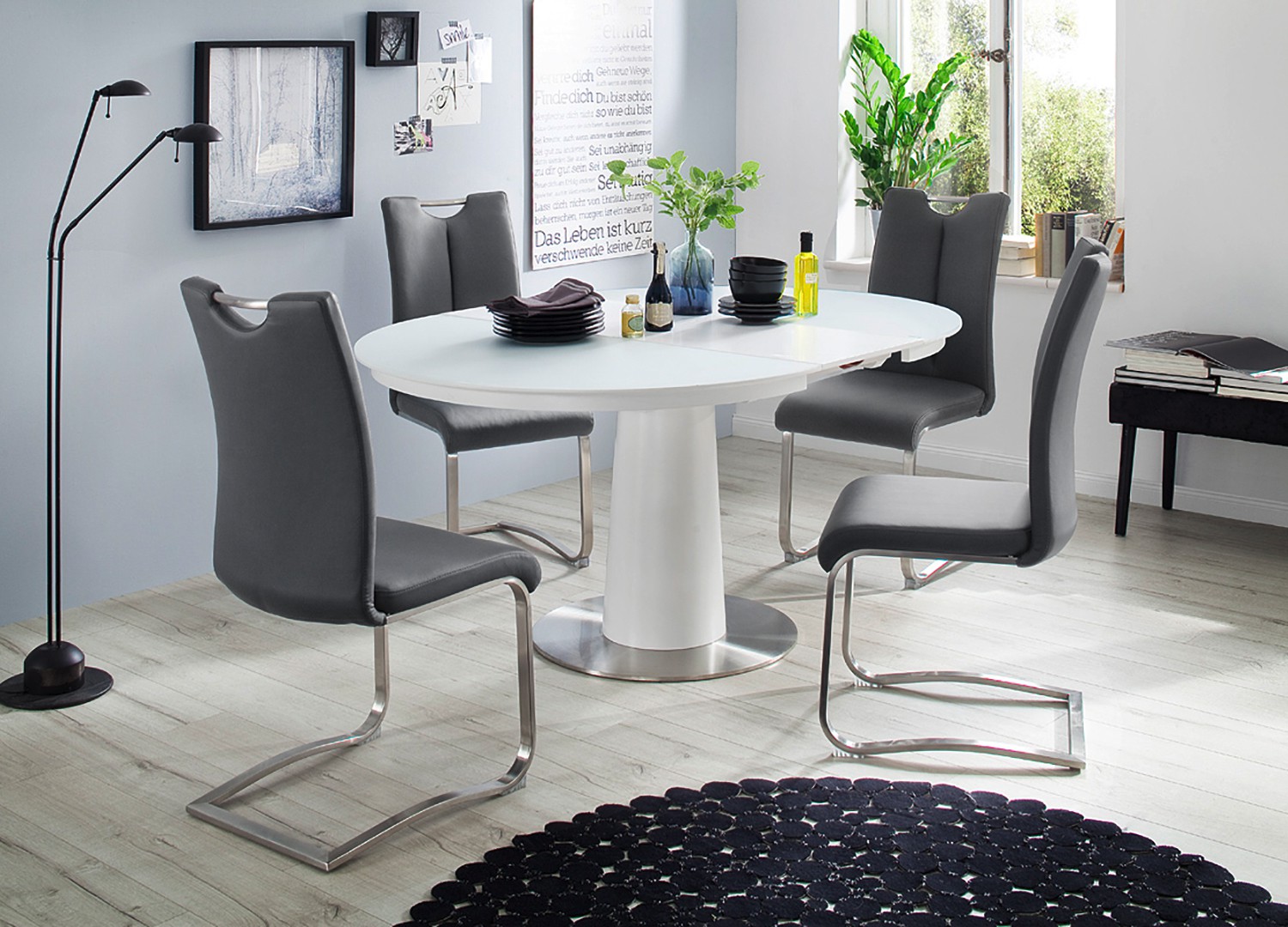 Table ronde en verre extensible
