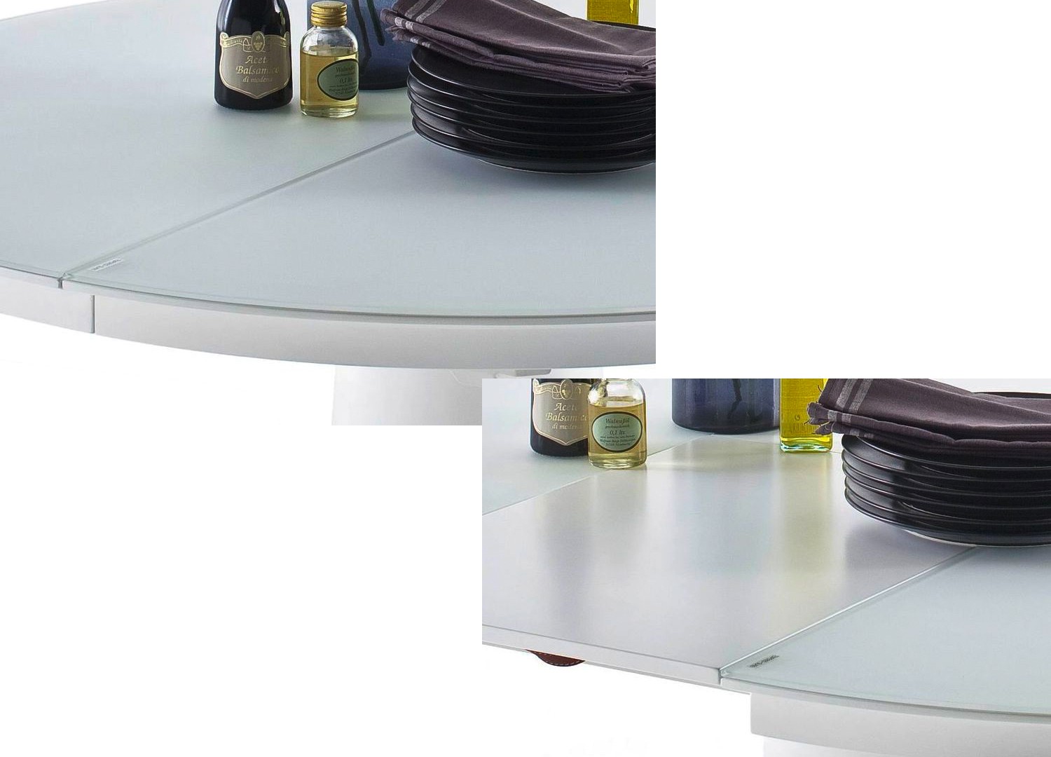 Table ronde en verre extensible