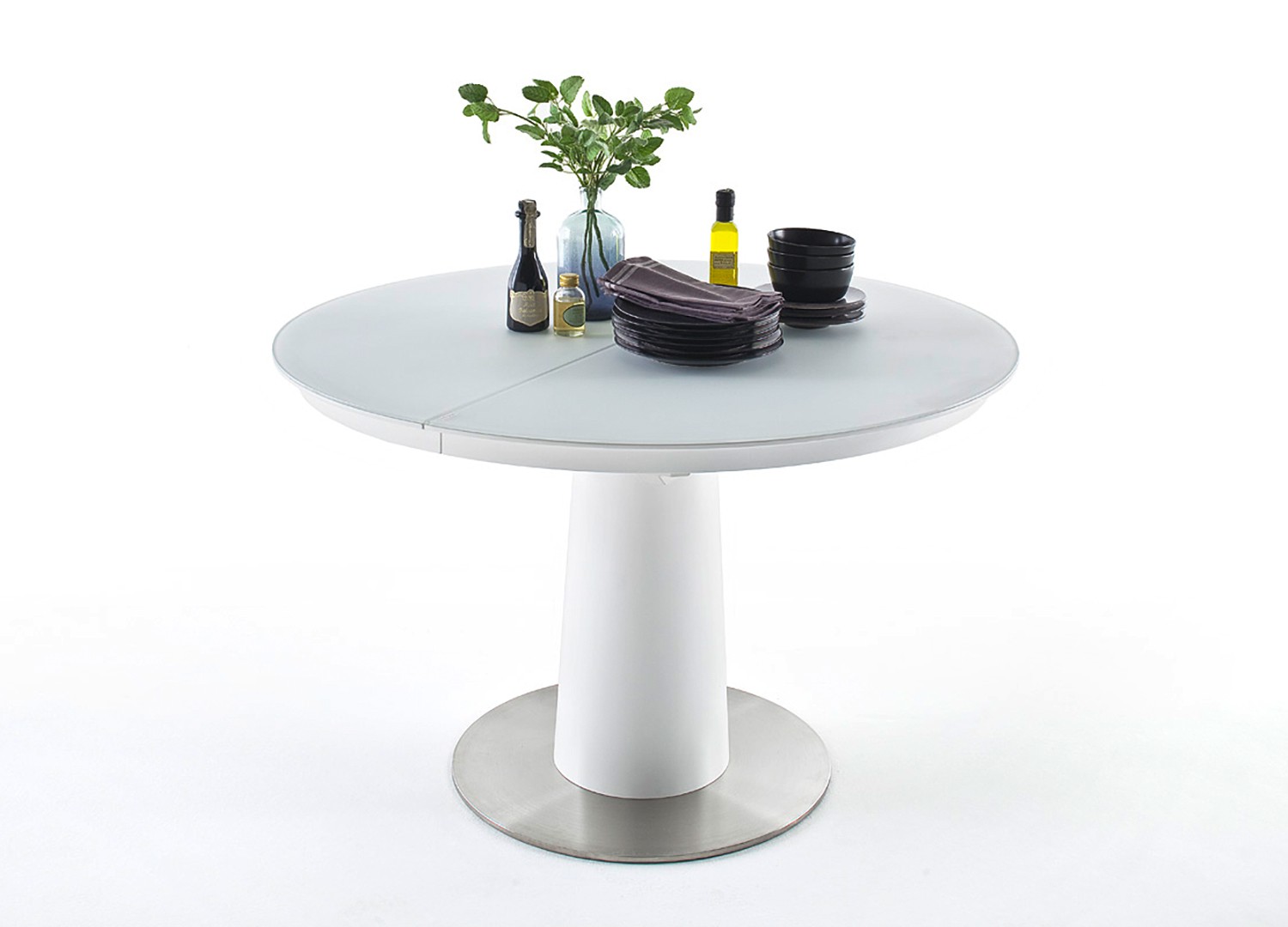 Table ronde en verre extensible