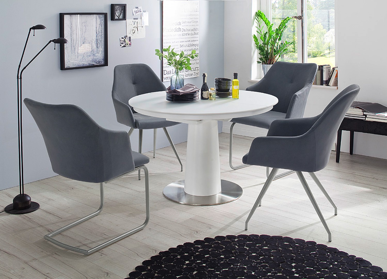Table ronde en verre extensible