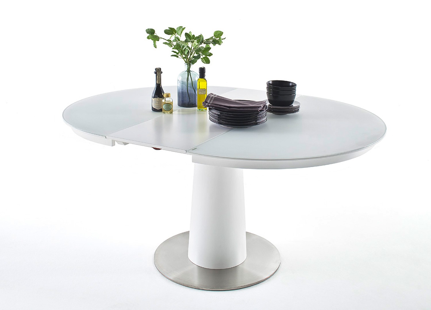 Table ronde en verre extensible