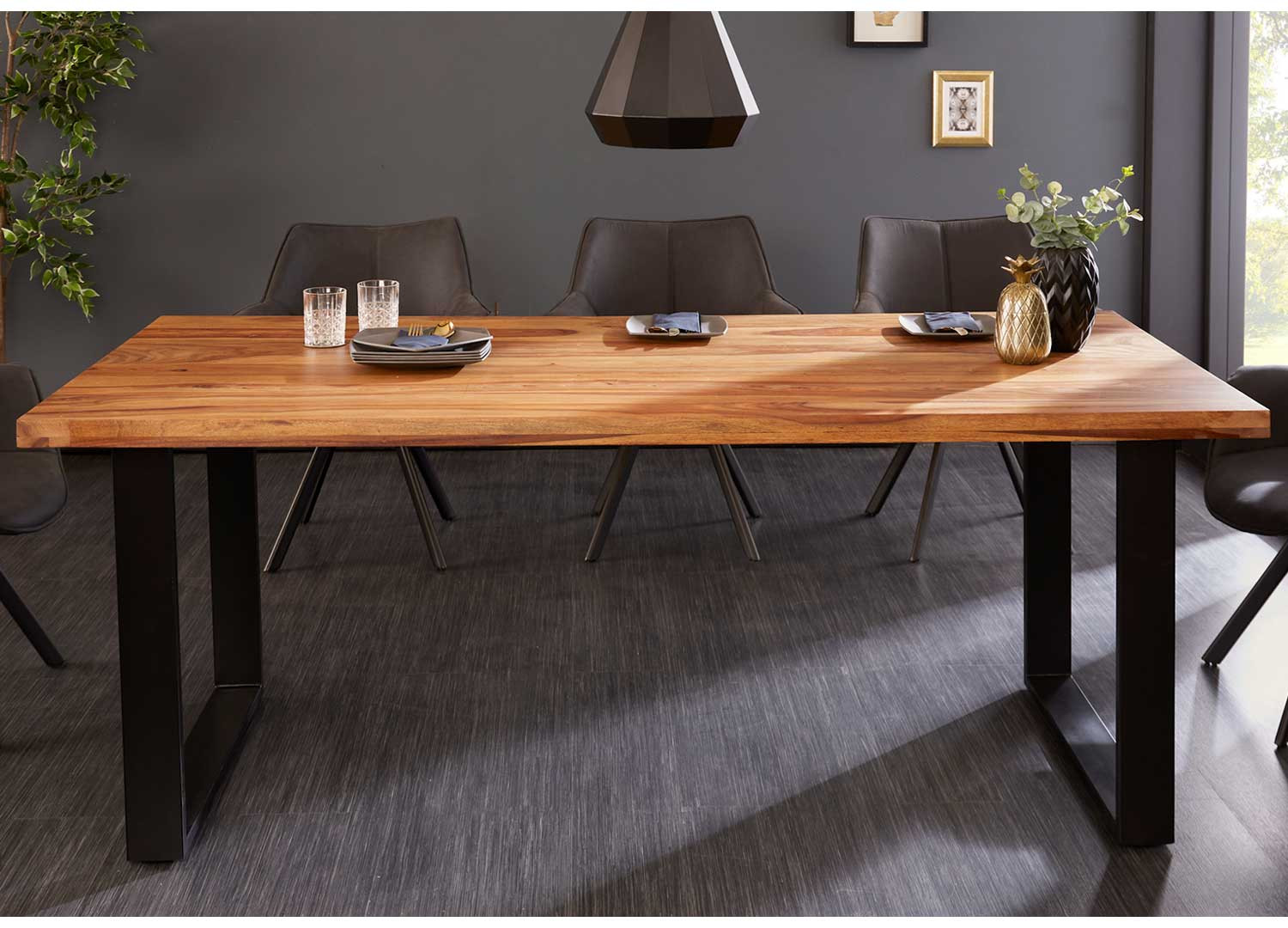 Table salle à manger 180 cm en bois massif 8 personnes
