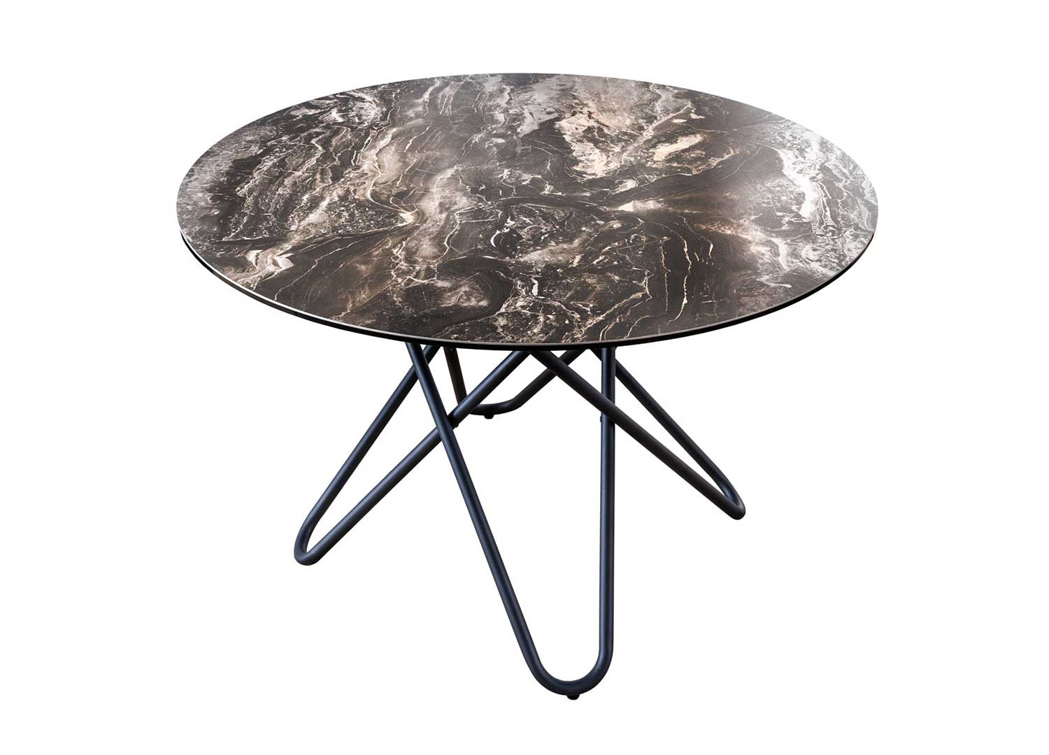 Table salle à manger ronde céramique aspect pierre