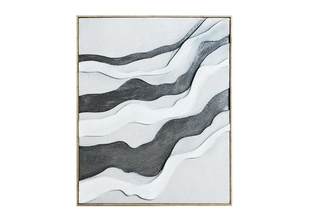 Tableau mural contemporain sur toile blanc et gris 80x100 cm