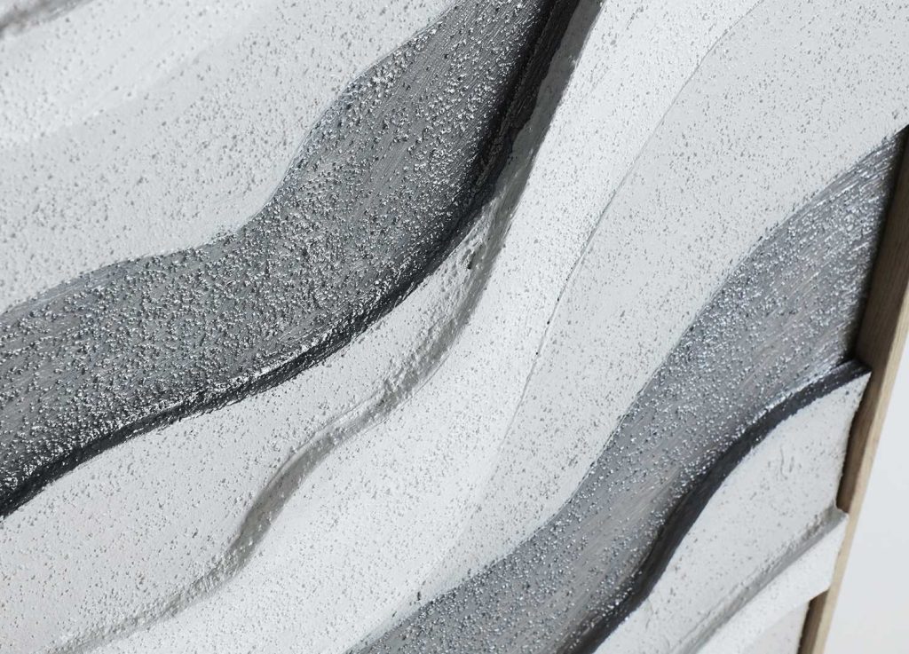 Tableau mural contemporain sur toile blanc et gris 80x100 cm