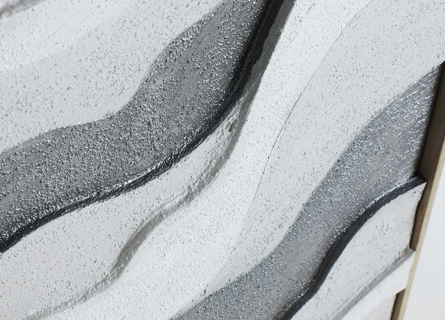 Tableau mural contemporain sur toile blanc et gris 80x100 cm