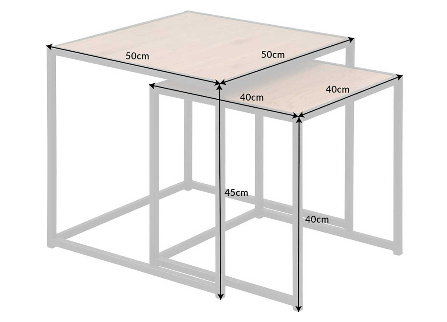 Tables d'appoint carrées bois et métal