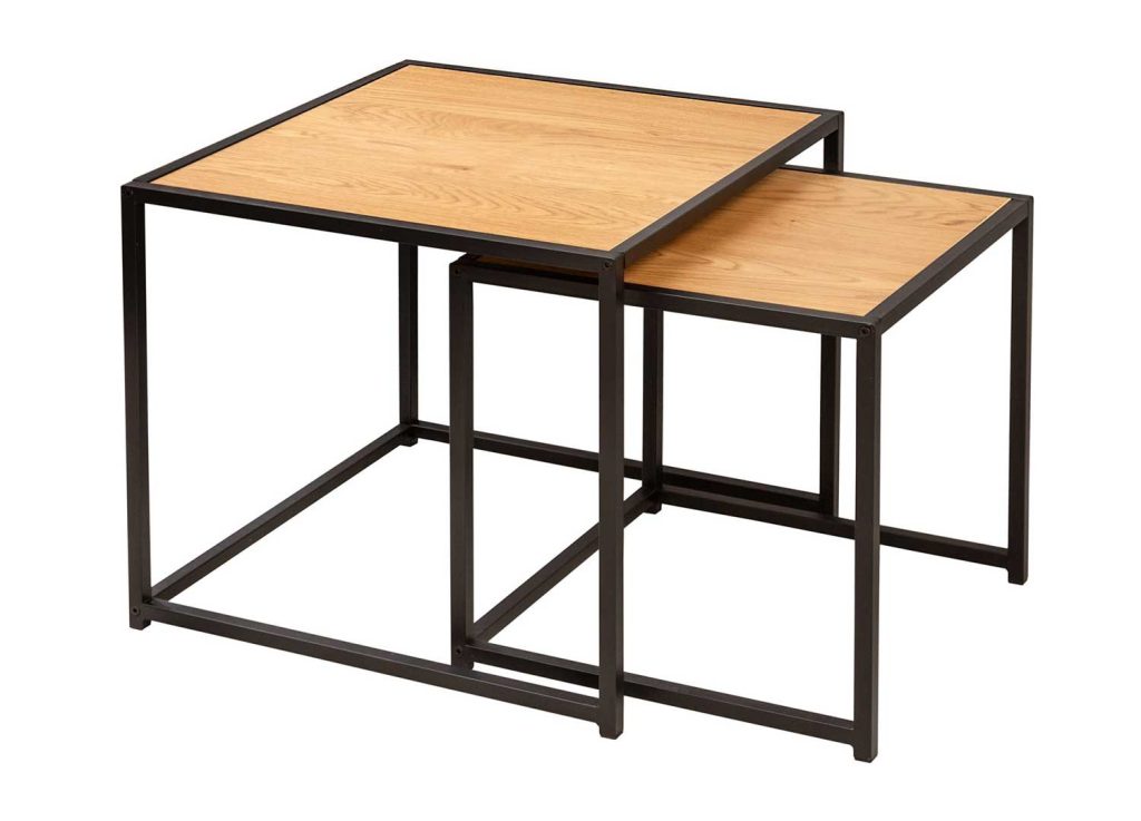 Tables d'appoint carrées bois et métal