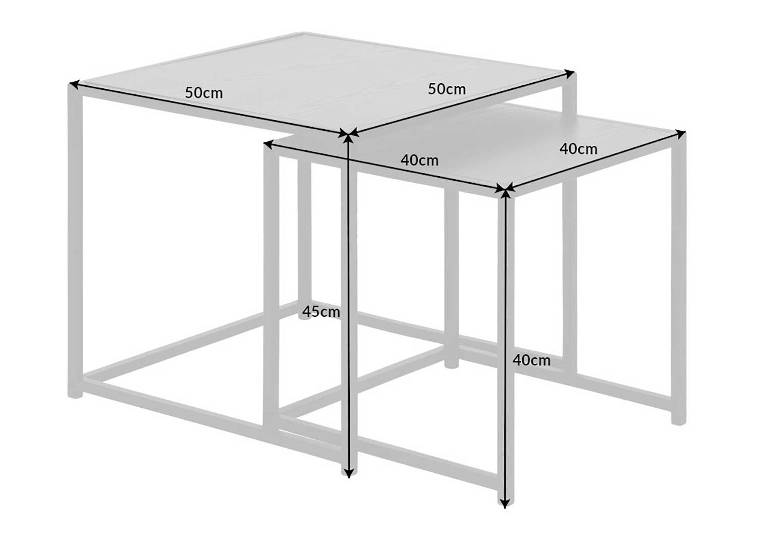 Tables d'appoint carrées frêne foncé et métal
