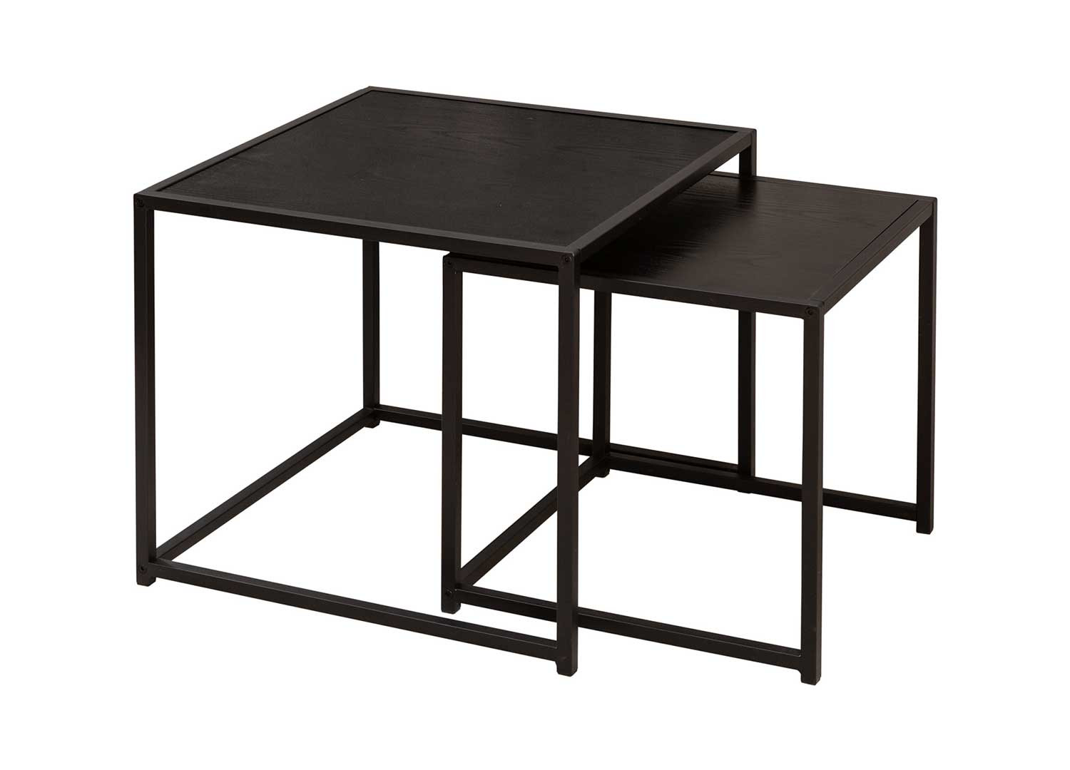 Tables d'appoint carrées frêne foncé et métal
