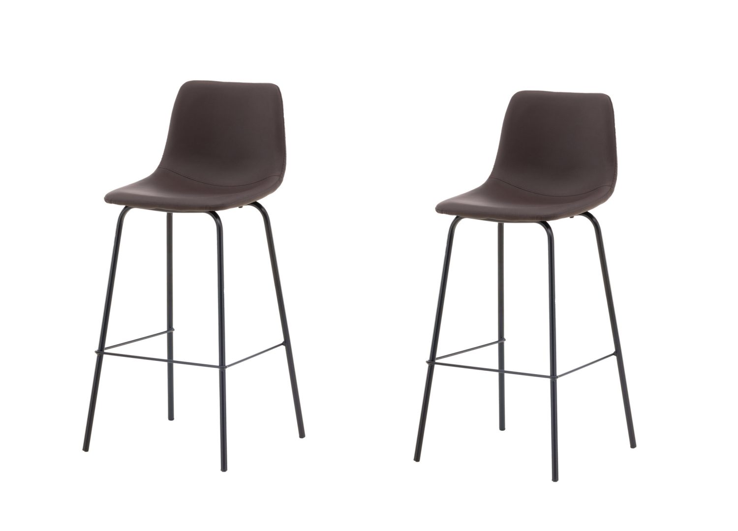 Lot de 2 tabourets de bar Alexi similicuir marron assise 75 cm vu sous un autre angle
