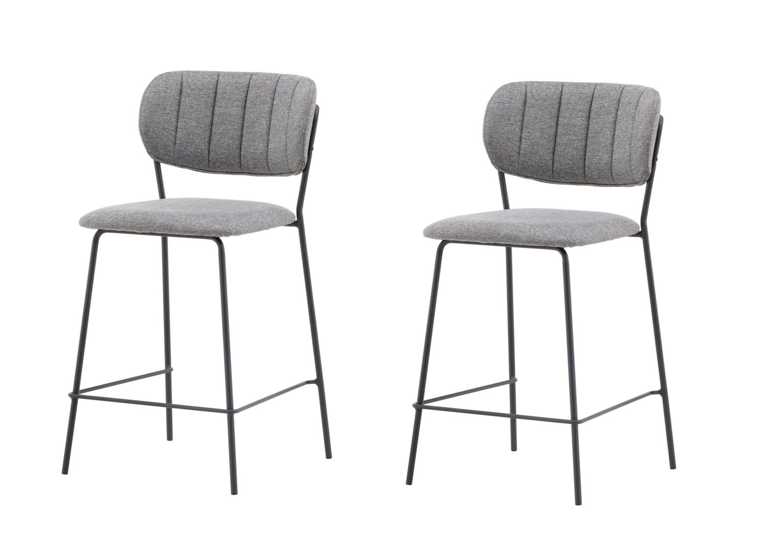 Lot de 2 tabourets de bar Bell polyester gris assise 65 cm vu sous un autre angle