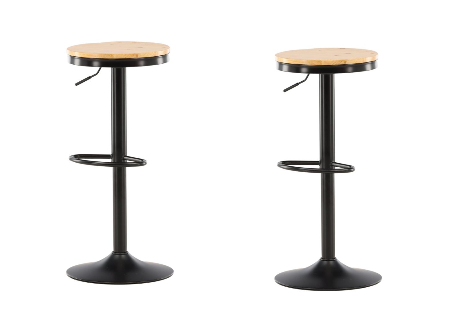 Lot de 2 tabourets de bar Conway acier naturel assise 60 cm vu sous un autre angle