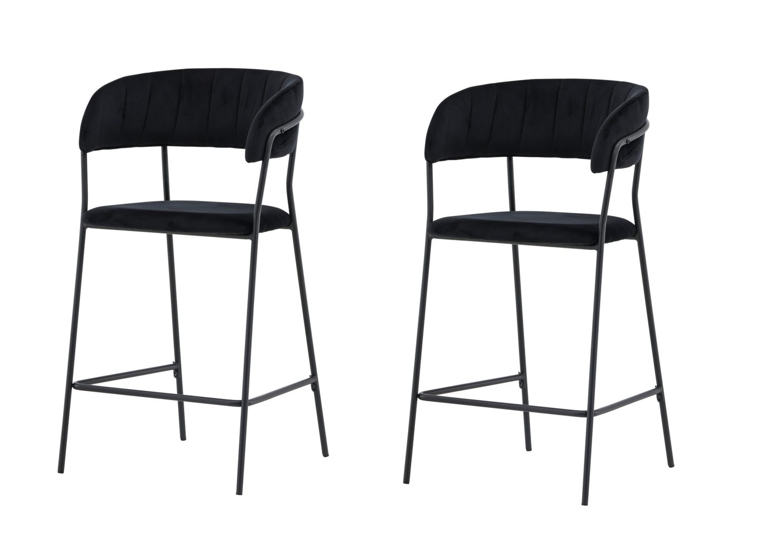 Lot de 2 tabourets de bar Lui velours noir assise 61 cm vu sous un autre angle