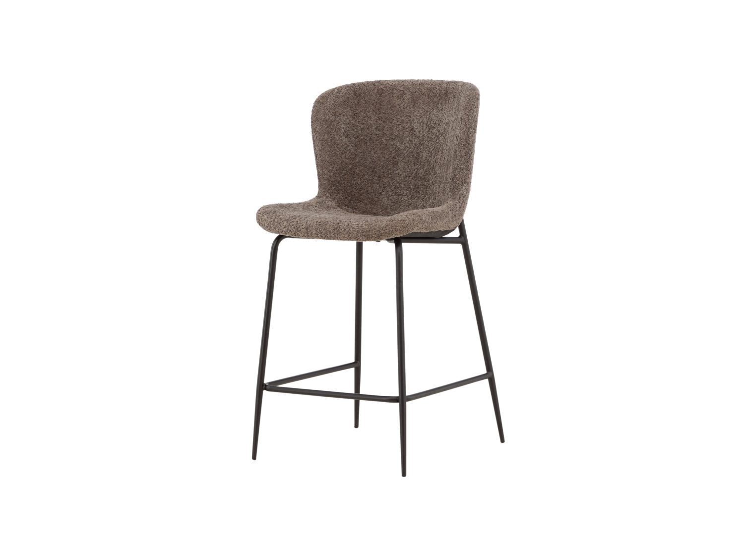 Tabouret de bar Modesto tissu bouclette marron assise 65 cm vu sous un autre angle