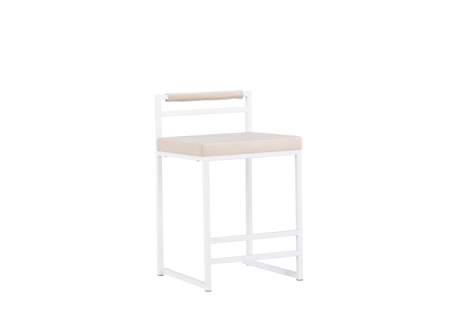 Tabouret de bar Opelika velours beige assise 58 cm vu sous un autre angle