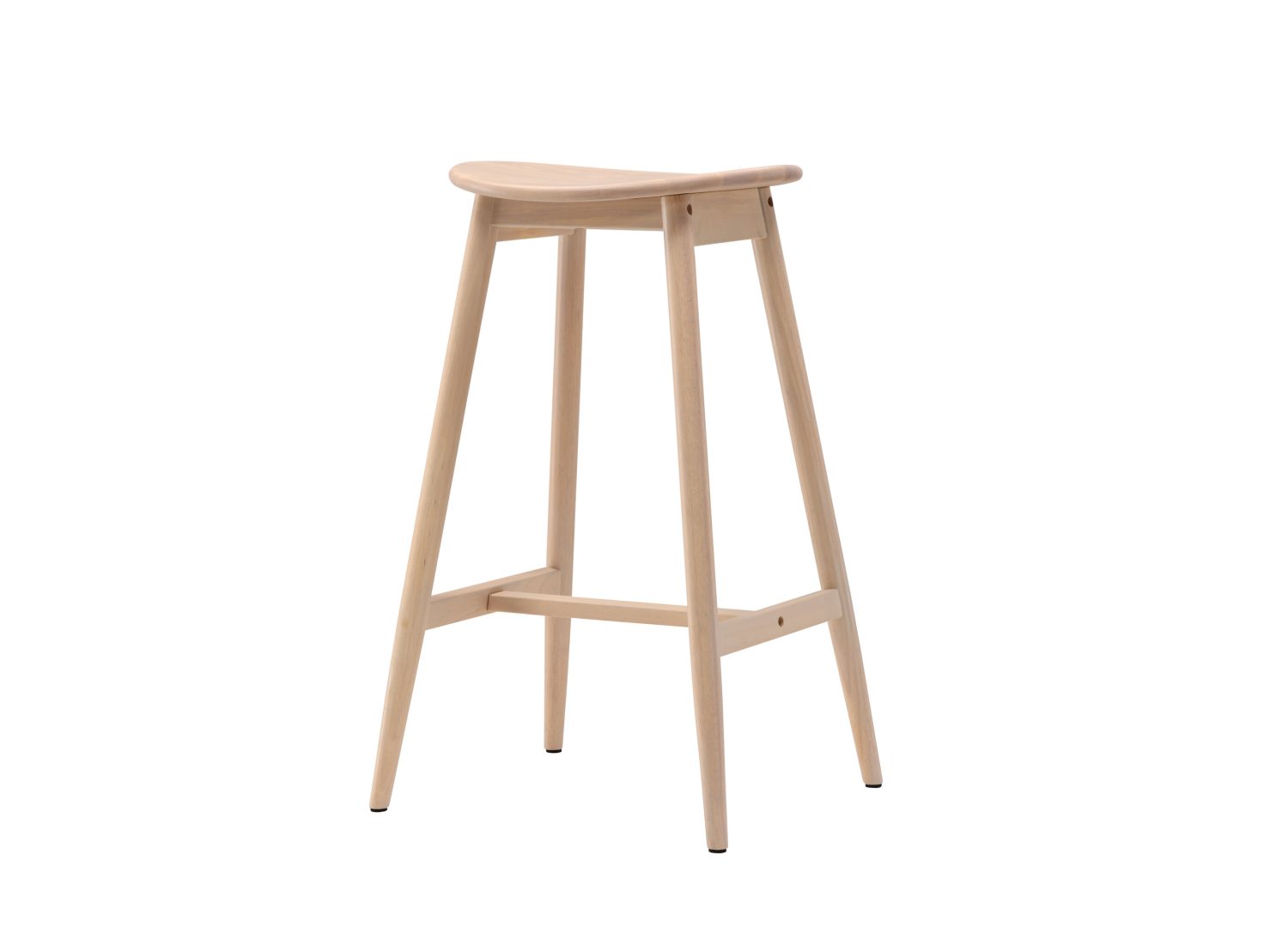Tabouret de bar Orust hévéa blanchi assise 77 cm vu sous un autre angle