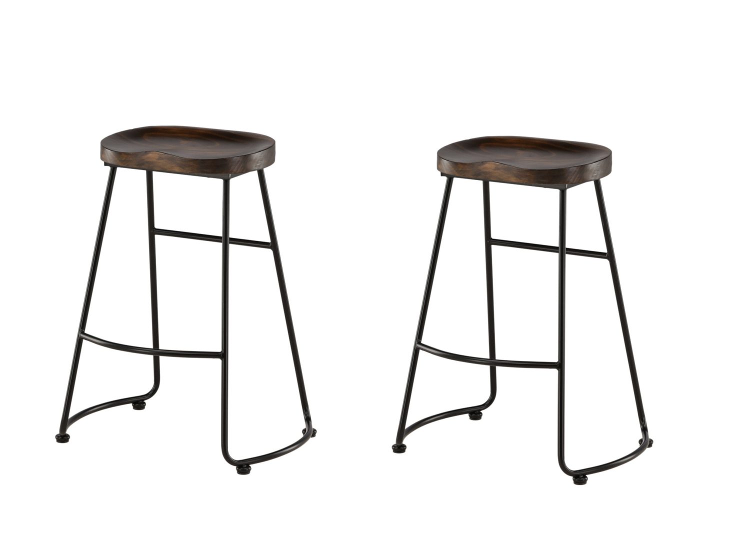 Lot de 2 tabourets de bar Ozark acier walnut assise 74 cm vu sous un autre angle