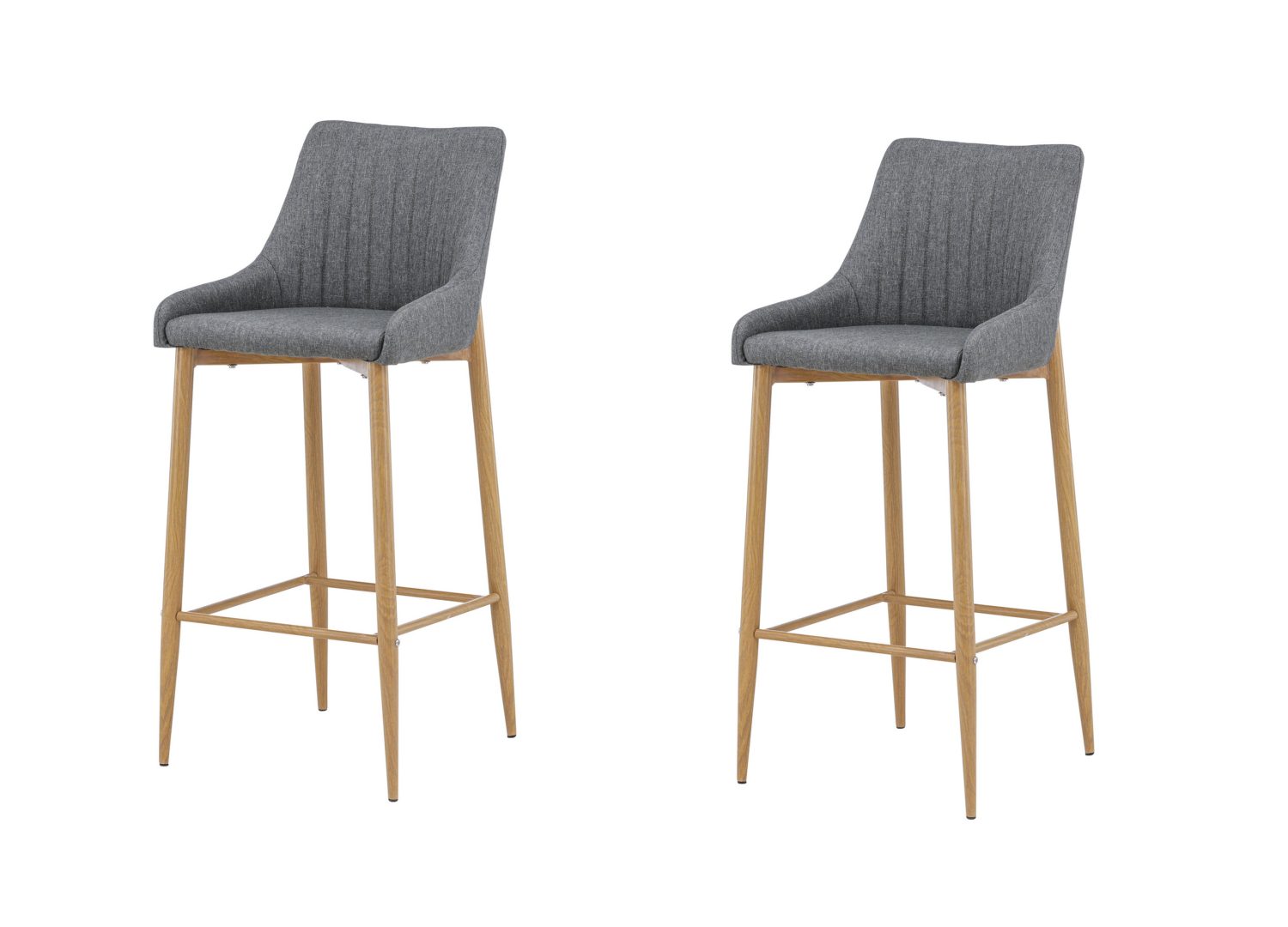 Lot de 2 tabourets de bar Plaza tissu effet lin gris foncé assise 74 cm vu sous un autre angle
