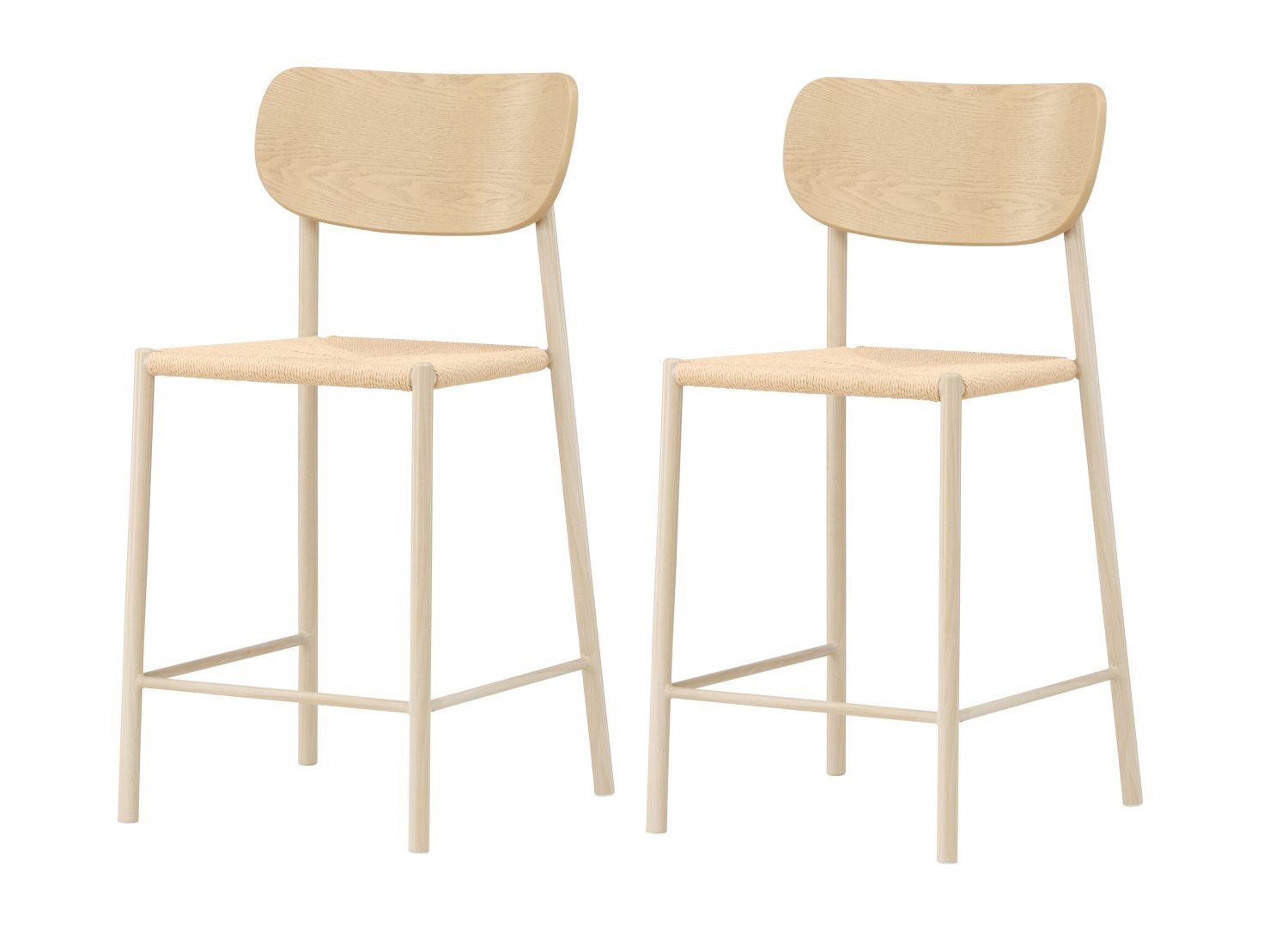 Tabouret de bar Polly cordage beige assise 67 cm vu sous un autre angle